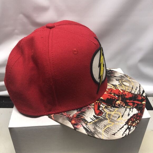 The Flash DC Comics Snapback Adjustable Hat Cap Red Lightning Bolt Graphic Bill - Picture 2 of 11